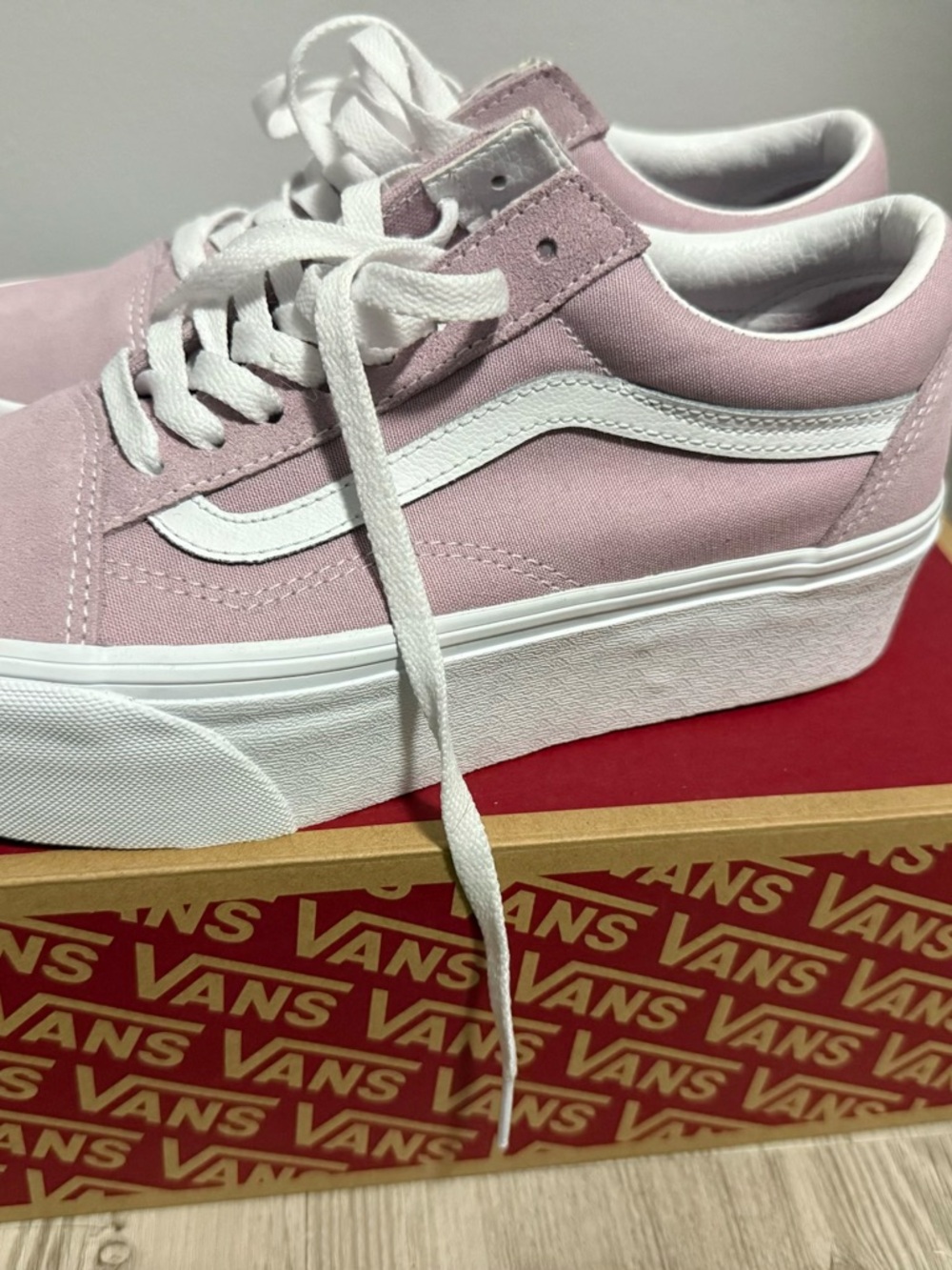 NWT Vans Platform Sneakers in Pale Pink and White